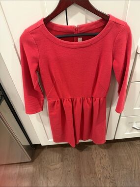 LOFT Coral Pink Long Sleeve Fit-and-Flare Dress